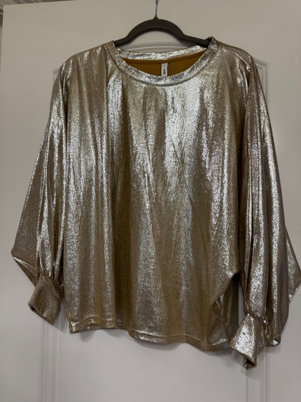 glam Shimmery Metallic Top in Gold
